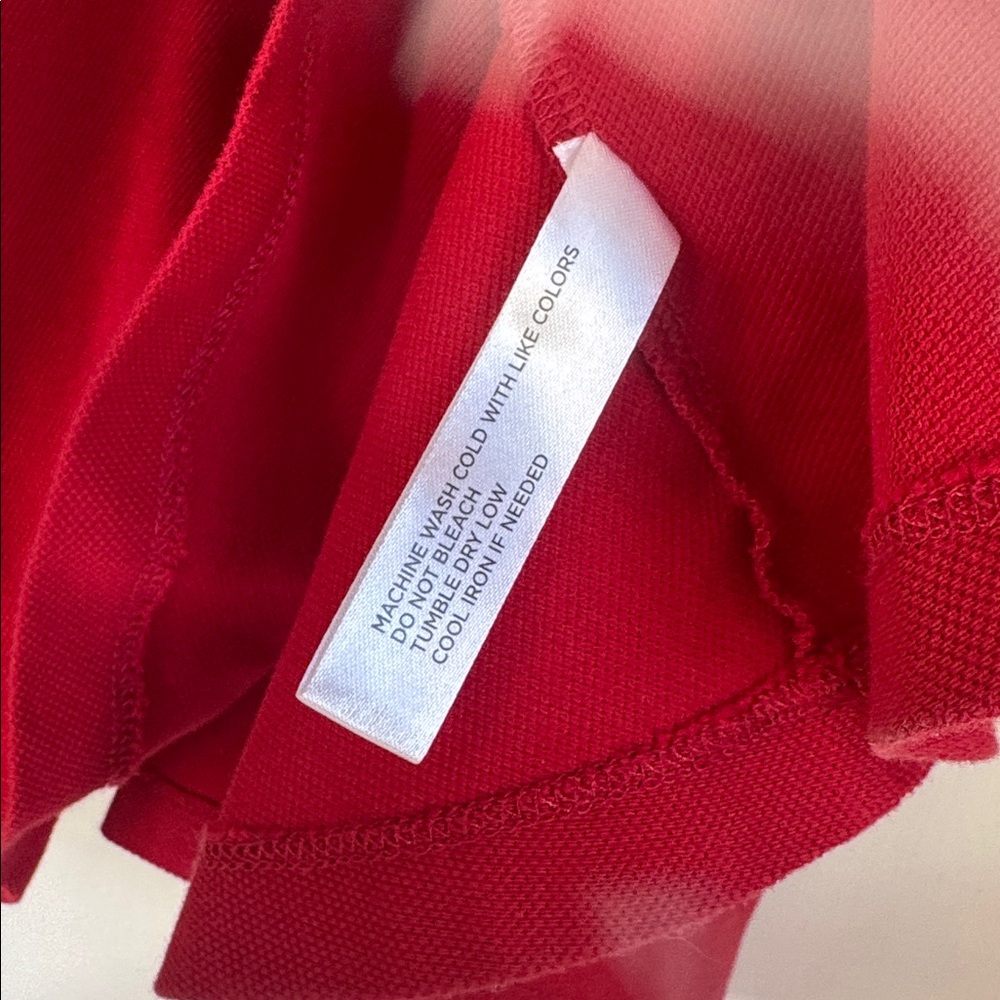 NEW With Tag Red Long Sleeve Cotton Polo Dress with Hem Detail - Picture 3 of 7